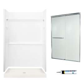 Veritek 73.25-in x 48-in x 34-in 3-Piece Alcove Shower Kit in White