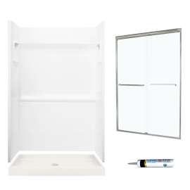 Veritek SVP3448010-M44570NC 73.25-in x 48-in x 34-in 3-Piece Alcove Shower Kit in White