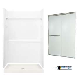 Veritek SVP3448010-M44570NR 73.25-in x 48-in x 34-in 3-Piece Alcove Shower Kit in White