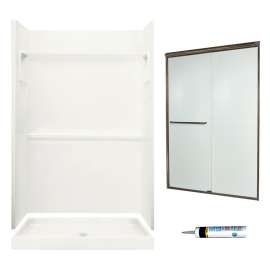 SVP3448-M44570BR Veritek 73.25-in x 48-in x 34-in 3-Piece Alcove Shower Kit