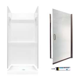 Veritek SVP3636010-M32570BR 73.25-in x 36-in x 36-in 3-Piece Alcove Shower Kit in White