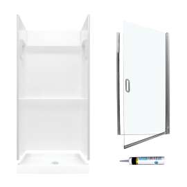 Veritek SVP3636010-M32570CC 73.25-in x 36-in x 36-in 3-Piece Alcove Shower Kit in White