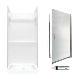 Veritek SVP3636010-M32570CR 73.25-in x 36-in x 36-in 3-Piece Alcove Shower Kit in White