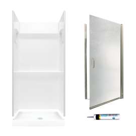 Veritek 73.25-in x 36-in x 36-in 3-Piece Alcove Shower Kit in White