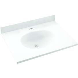 Solid Surface 19-in x 17-in Integral Single Sink Bathroom Vanity Top in White