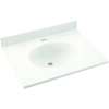 Solid Surface 19-in x 17-in Integral Single Sink Bathroom Vanity Top in Tahiti White