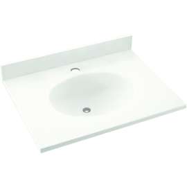 Solid Surface 19-in x 17-in Integral Single Sink Bathroom Vanity Top in Tahiti White