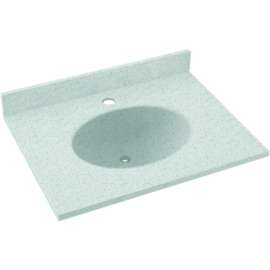 Solid Surface 19-in x 17-in Integral Single Sink Bathroom Vanity Top in Tahiti Gray