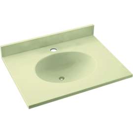 Solid Surface 25-in x 19-in Integral Single Sink Bathroom Vanity Top in Bone