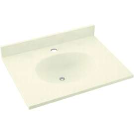 Solid Surface 25-in x 19-in Integral Single Sink Bathroom Vanity Top in Pebble