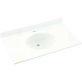 Solid Surface 37-in x 19-in Integral Single Sink Bathroom Vanity Top in Tahiti White