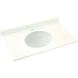 Solid Surface 25-in x 22-in Integral Single Sink Bathroom Vanity Top in Tahiti Ivory