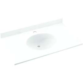 Solid Surface 43-in x 22-in Integral Single Sink Bathroom Vanity Top in White