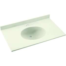 Solid Surface 43-in x 22-in Integral Single Sink Bathroom Vanity Top in Bisque