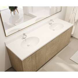 Chesapeake 22 x 61 Double Bowl Vanity Top in White, CH022612B.010