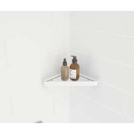 Odile Suite Corner Shelf with Clear Glass in White, EXCNRSHELF.001