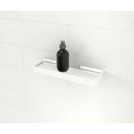 Odile Suite Rectangular Shelf with Clear Glass in White, EXRECSHELF.001