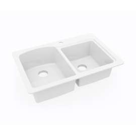 22 x 33 Swanstone(R) Dual Mount Double Bowl Sink in White, KS03322DB.010