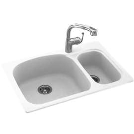 22 x 33 Swanstone(R) Dual Mount Double Bowl Sink in White, KS03322LS.010