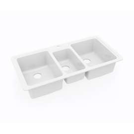 22 x 44 Swanstone(R) Dual Mount Triple Bowl Sink in White, KS04422TB.010