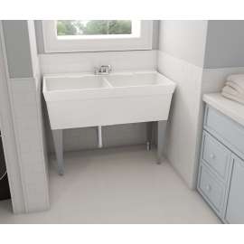 24 x 46 Veritek(R) Floor Mount Double Bowl Laundry Tub in White, MF20000FM.900