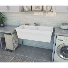 23 x 45 Veritek(R) Wall Mount Double Bowl Laundry Tub in White, MF20000WM.900