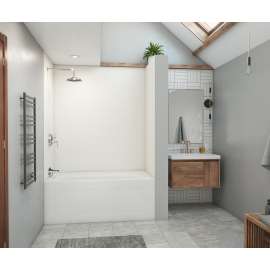 36 x 62 x 72 Swanstone(R) Modern Subway Tile Glue up Tub Wall Kit in White, MSMK723662.010