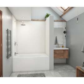 42 x 62 x 72 Swanstone(R) Modern Subway Tile Glue up Bathtub and Shower Wall Kit in White, MSMK724262.010