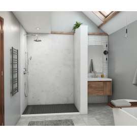 MSMK96-3442 34 x 42 x 96 Swanstone(R) Modern Subway Tile Glue up Shower Wall Kit in Carrara