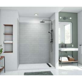 MTMK84-3650 36 x 50 x 84 Swanstone(R) Metro Subway Tile Glue up Shower Wall Kit in Ash Gray