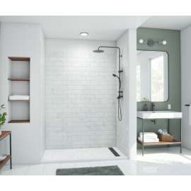 MTMK84-3650 36 x 50 x 84 Swanstone(R) Metro Subway Tile Glue up Shower Wall Kit in Carrara