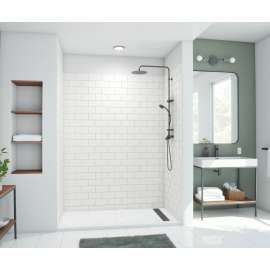 42 x 62 x 84 Swanstone(R) Metro Subway Tile Glue up Shower Wall Kit in White, MTMK844262.010
