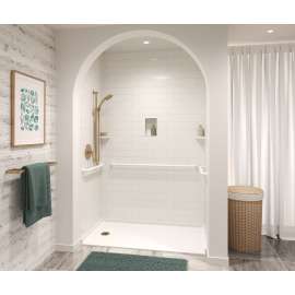 MTMK96-3462 34 x 62 x 96 Swanstone(R) Metro Subway Tile Glue up Bathtub and Shower Wall Kit in Coastal Sands