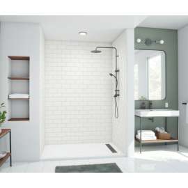 36 x 36 x 96 Swanstone(R) Metro Subway Tile Glue up Shower Wall Kit in White, MTMK963636.010