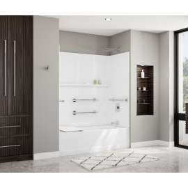 60 x 30 Optima(TM) Alcove Right Hand Drain Five Piece Fully Configured Tub Shower in White, OP6030TSRAF.010