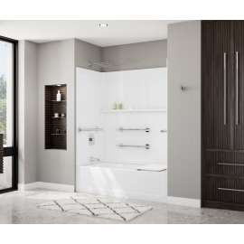 60 x 32 Optima(TM) Alcove Left Hand Drain Five Piece Fully Configured Tub Shower in White, OP6032TSLAF.010
