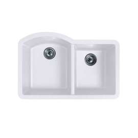 22 x 33 Granite Undermount Double Bowl Sink in Opal White, QU03322DB.210