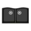 22 x 33 Granite Undermount Double Bowl Sink in Nero, QU03322ED.077