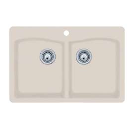 22 x 33 Granite Drop in Double Bowl Sink in Granito, QZ03322ED.076