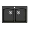 22 x 33 Granite Drop in Double Bowl Sink in Nero, QZ03322ED.077
