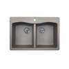 22 x 33 Granite Drop in Double Bowl Sink in Metallico, QZ03322ED.173