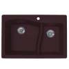 22 x 33 Granite Drop in Double Bowl Sink in Espresso, QZ03322LS.170