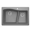 22 x 33 Granite Drop in Double Bowl Sink in Metallico, QZ03322LS.173