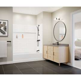 NexTile 6030 Direct-to-Stud Four-Piece Alcove Tub Wall Kit in White, SE6030TS.010