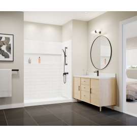 NexTile 6032 Direct-to-Stud Four-Piece Alcove Shower Wall Kit in White, SE6032S.010