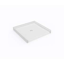 37 x 38 Swanstone(R) Alcove Shower Pan with Center Drain in White, SF03738MD.010