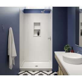 SMMK84-3636 36 x 36 x 84 Swanstone(R) Smooth Glue up Shower Wall Kit in Mountain Mist