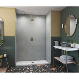 SMMK96-3650 36 x 50 x 96 Swanstone(R) Smooth Glue up Shower Wall Kit in Ash Gray
