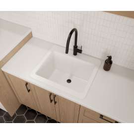 22 x 25 Swanstone(R) Dual Mount Large Bowl Utility Sink in White, SSUS1000.010