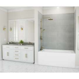 TSMK72-3462 34 x 62 x 72 Swanstone(R) Traditional Subway Tile Glue up Tub Wall Kit in Ash Gray